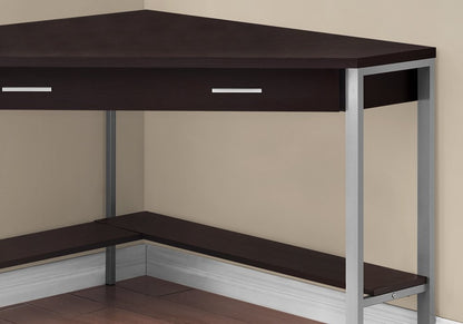 42" Taupe and Silver Corner Computer Desk HomeRoots