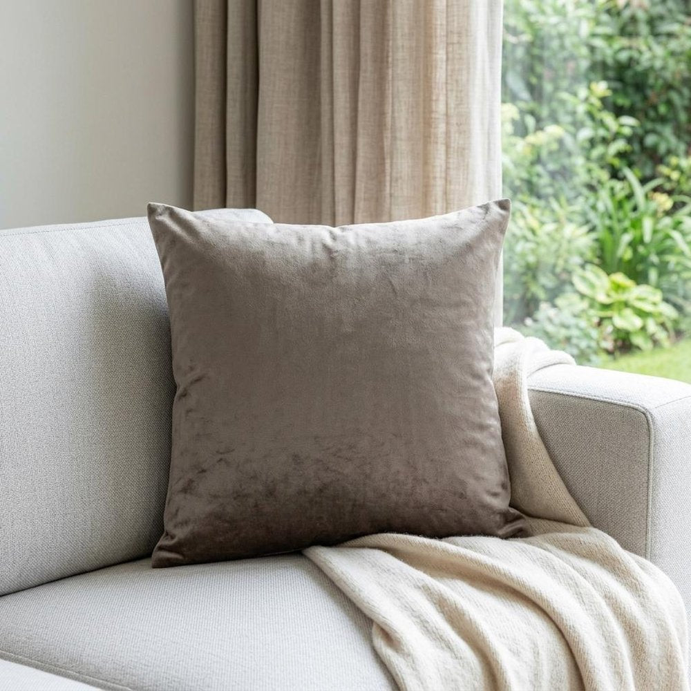 18" X 7" X 18" Transitional Taupe Solid Pillow Cover With Poly Insert — view 7
