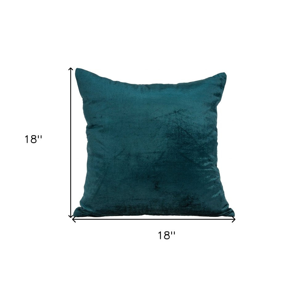 18" X 7" X 18" Transitional Teal Solid Pillow Cover With Poly Insert — view 5