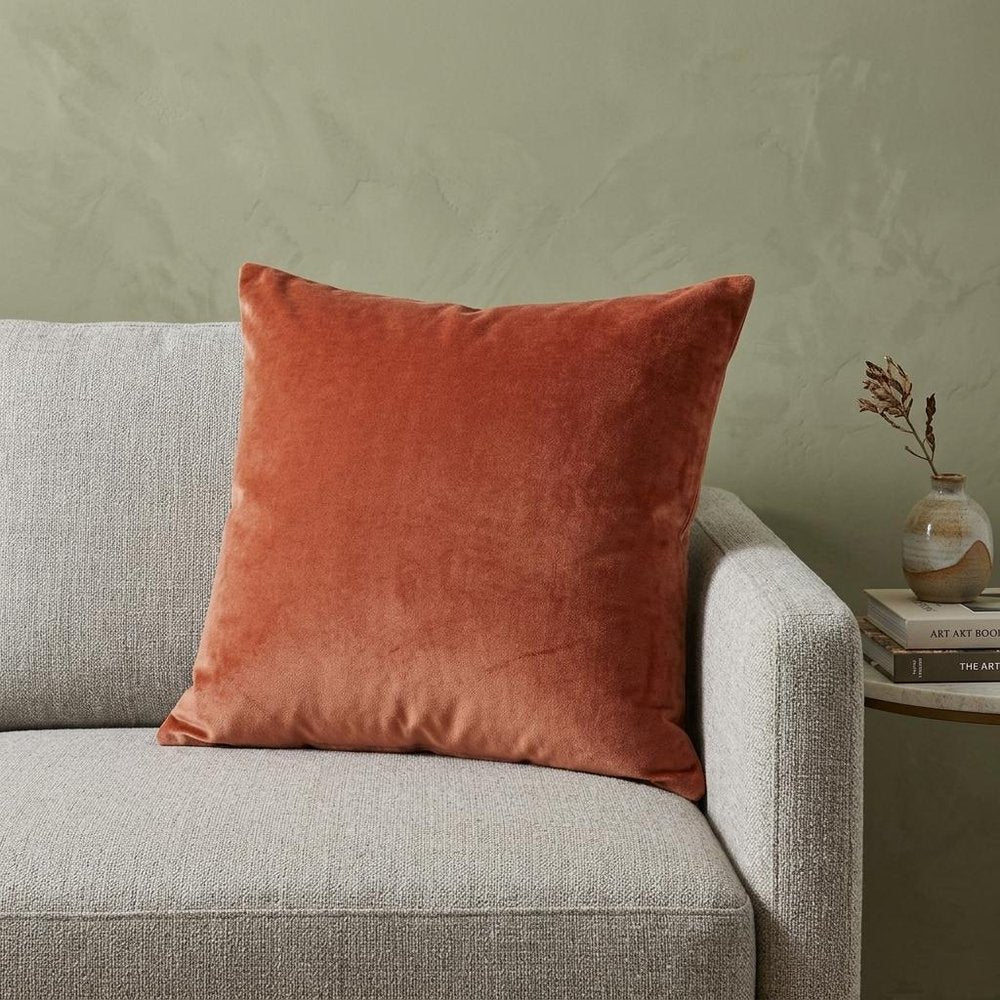 18" X 7" X 18" Transitional Orange Solid Pillow Cover With Poly Insert — view 6