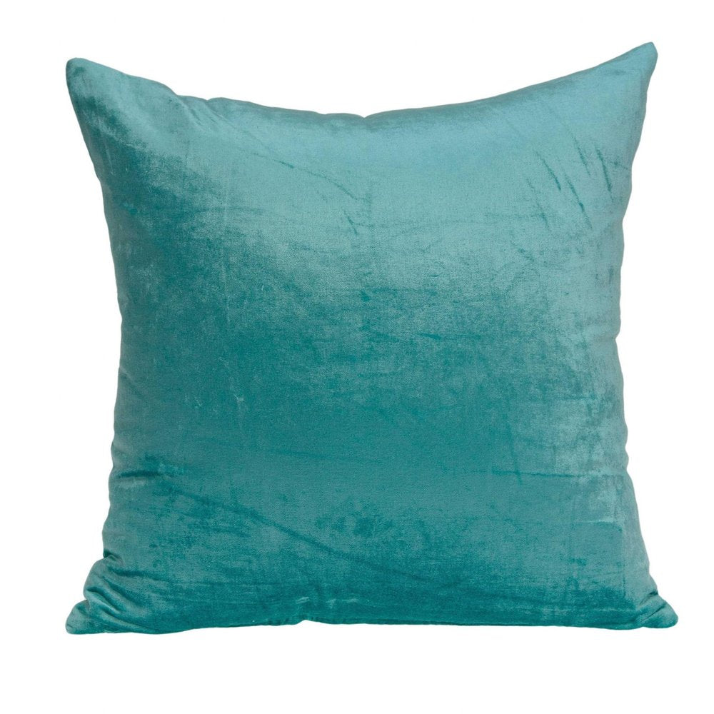 18" X 7" X 18" Transitional Aqua Solid Pillow Cover With Poly Insert — view 1