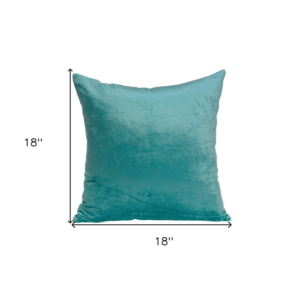 18" X 7" X 18" Transitional Aqua Solid Pillow Cover With Poly Insert — view 4