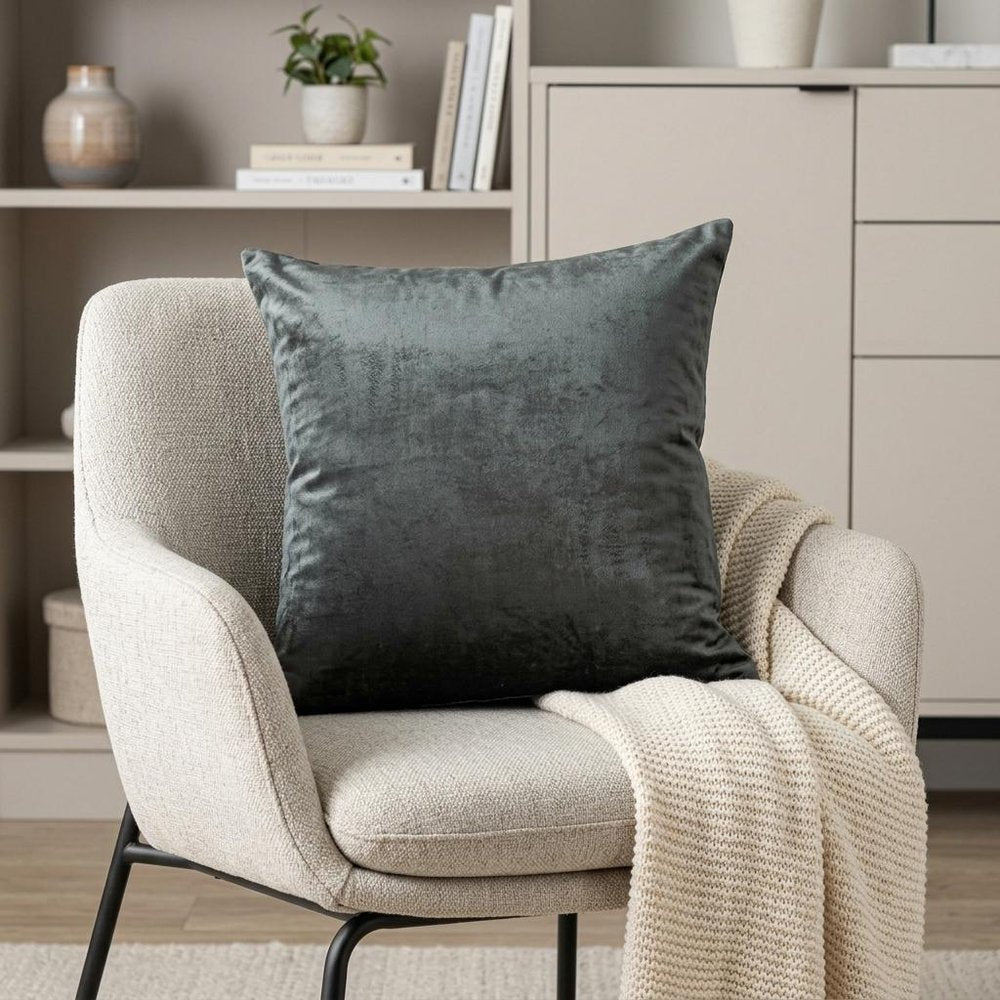 20" X 7" X 20" Transitional Charcoal Solid Pillow Cover With Poly Insert — view 6