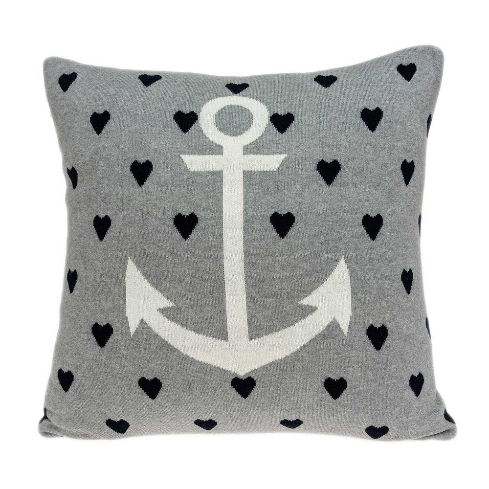 18" Black And Gray Nautical Cotton Throw Pillow — view 1