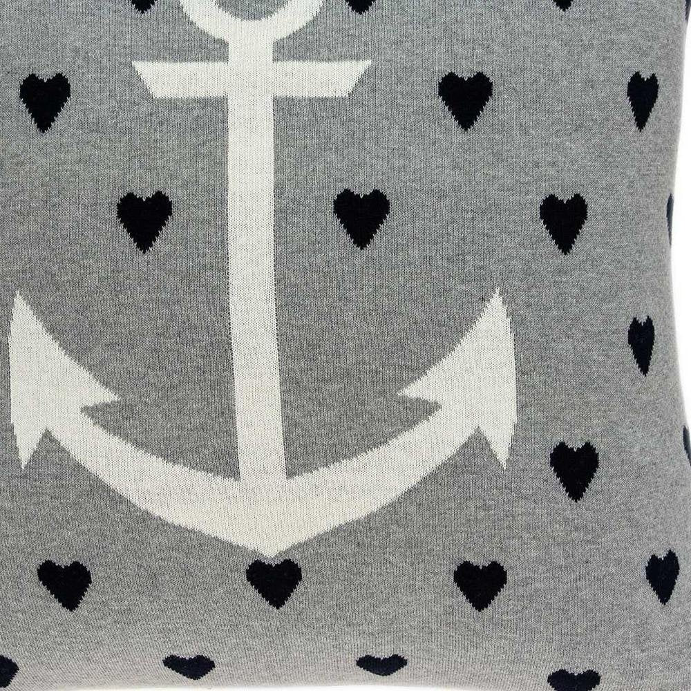 18" Black And Gray Nautical Cotton Throw Pillow — view 5