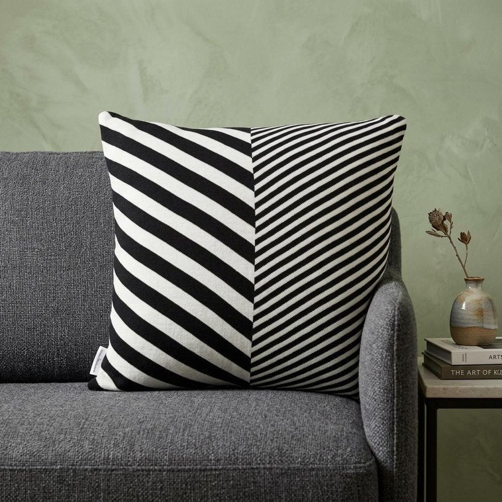 18" X 5" X 18" Transitional White & Black Pillow Cover With Poly Insert — view 5