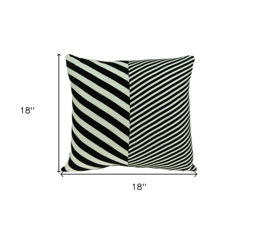 18" X 5" X 18" Transitional White & Black Pillow Cover With Poly Insert — view 3