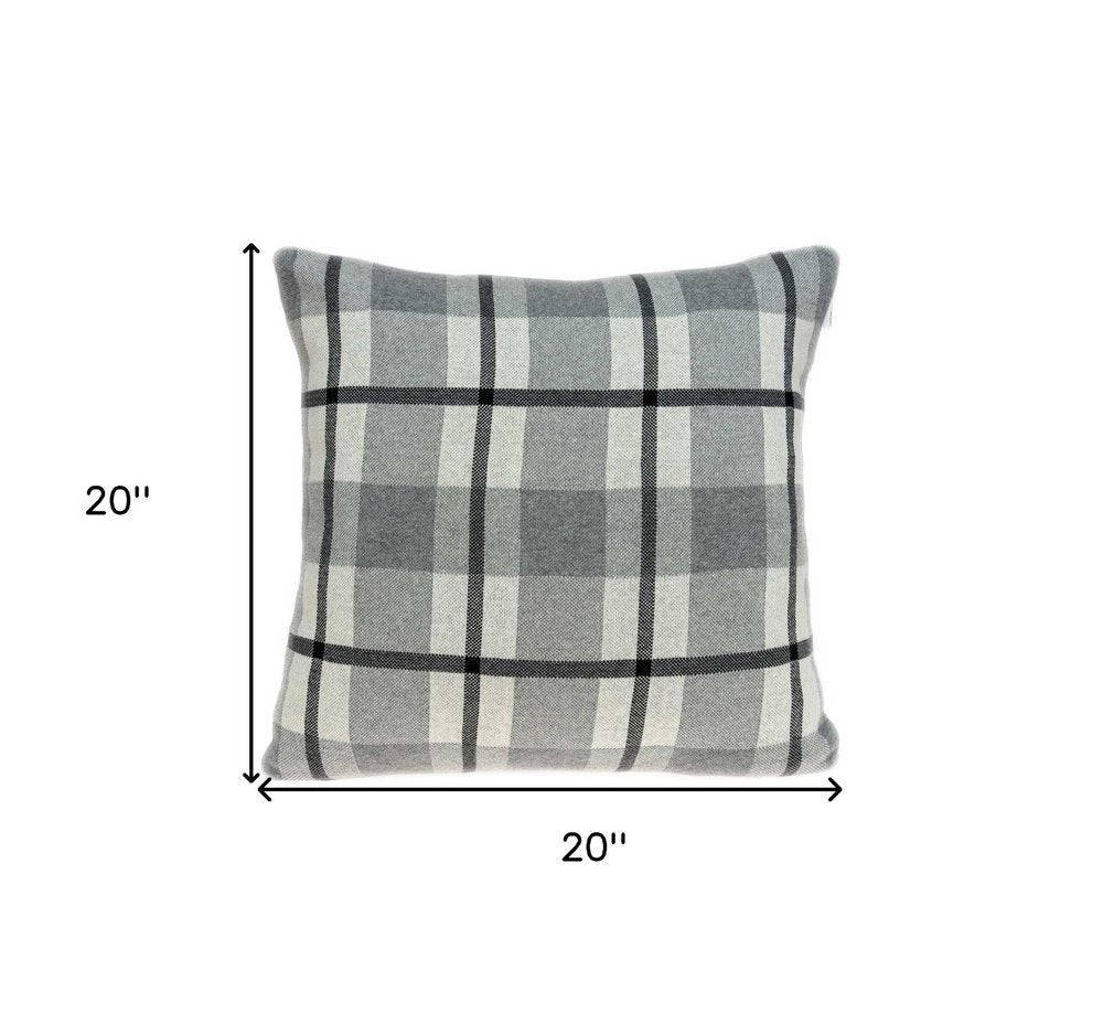 20" X 7" X 20" Transitional Tan & Grey Cotton Pillow Cover With Poly Insert — view 4