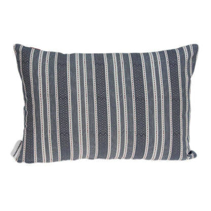 14" X 20" Gray Striped Cotton Throw Pillow