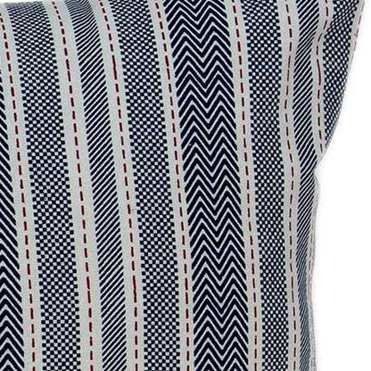 14" X 20" Gray Striped Cotton Throw Pillow