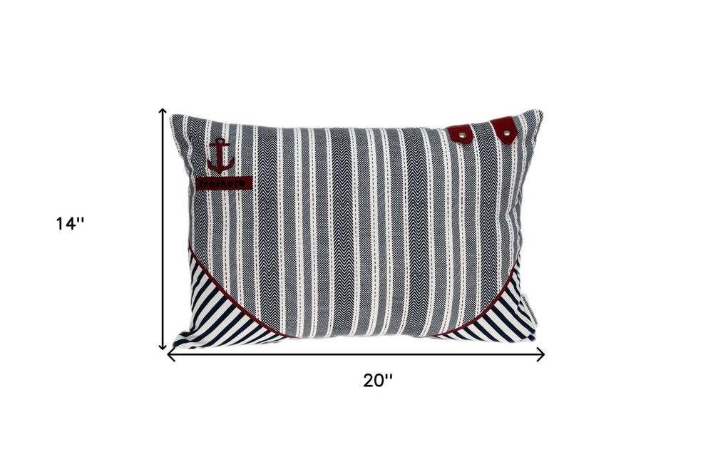 14" X 20" Gray Striped Cotton Throw Pillow — view 3