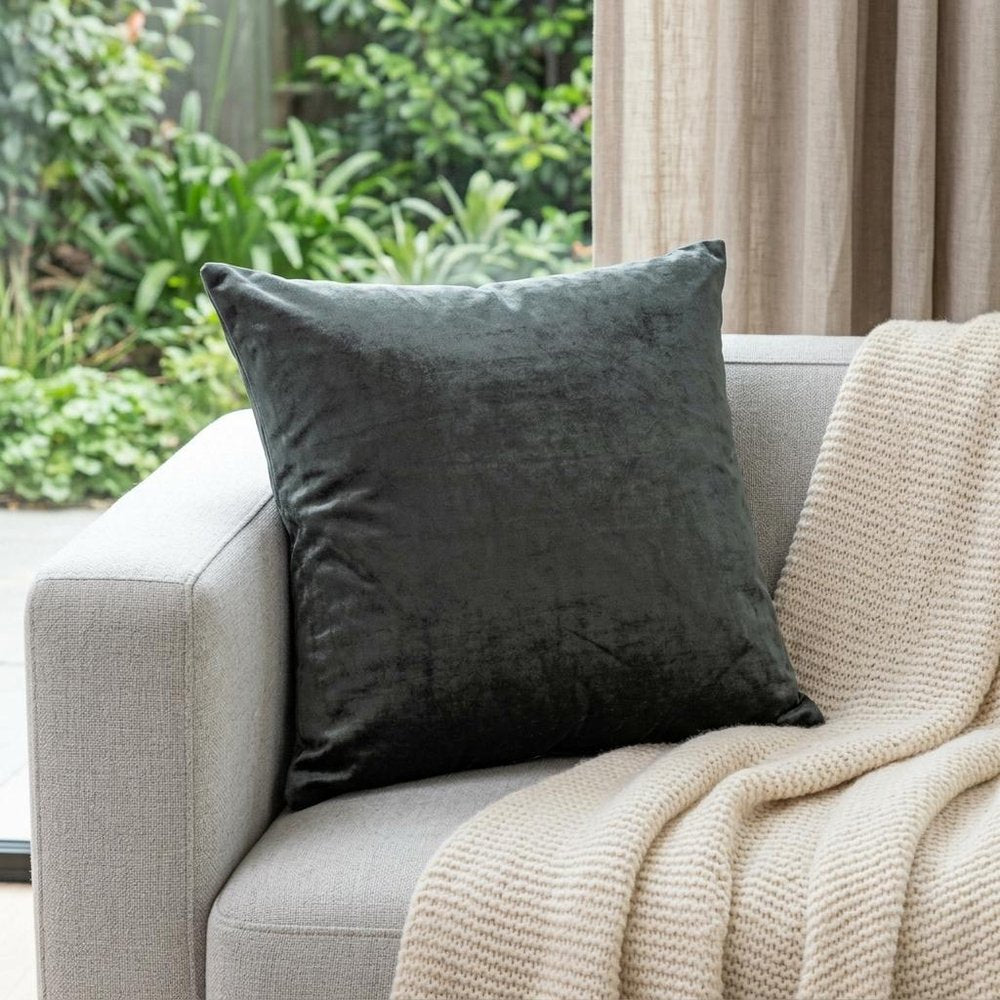 22" X 7" X 22" Transitional Charcoal Solid Pillow Cover With Poly Insert — view 6