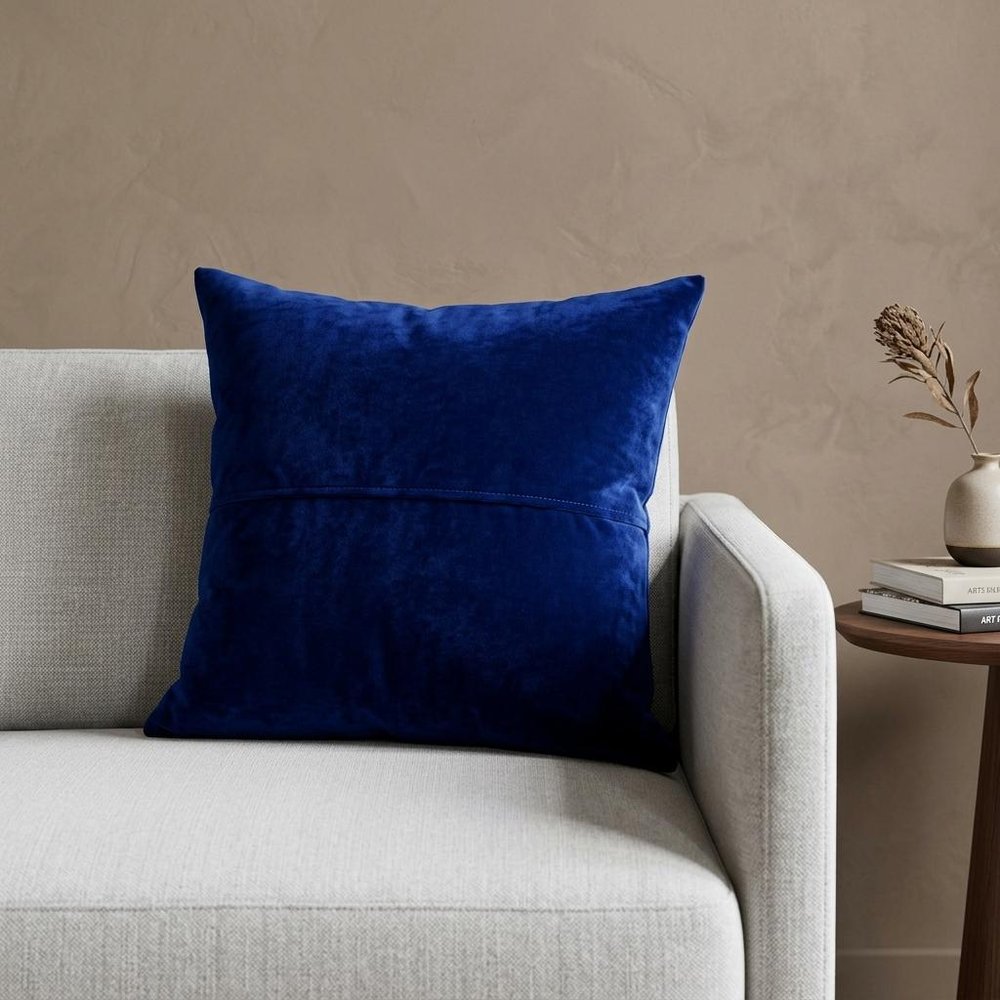 22" Royal Blue Cotton Blend Throw Pillow — view 5