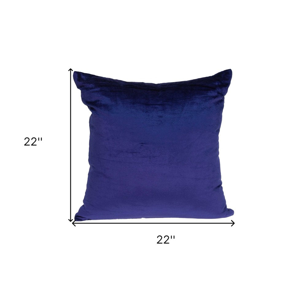 22" Royal Blue Cotton Blend Throw Pillow — view 4