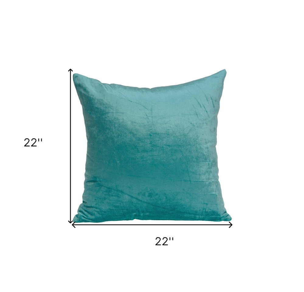 22" X 7" X 22" Transitional Aqua Solid Pillow Cover With Poly Insert — view 5