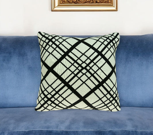 20" Black and White Cotton Throw Pillow 7.0" (L) x 20.0" (W) x 20.0" (H)