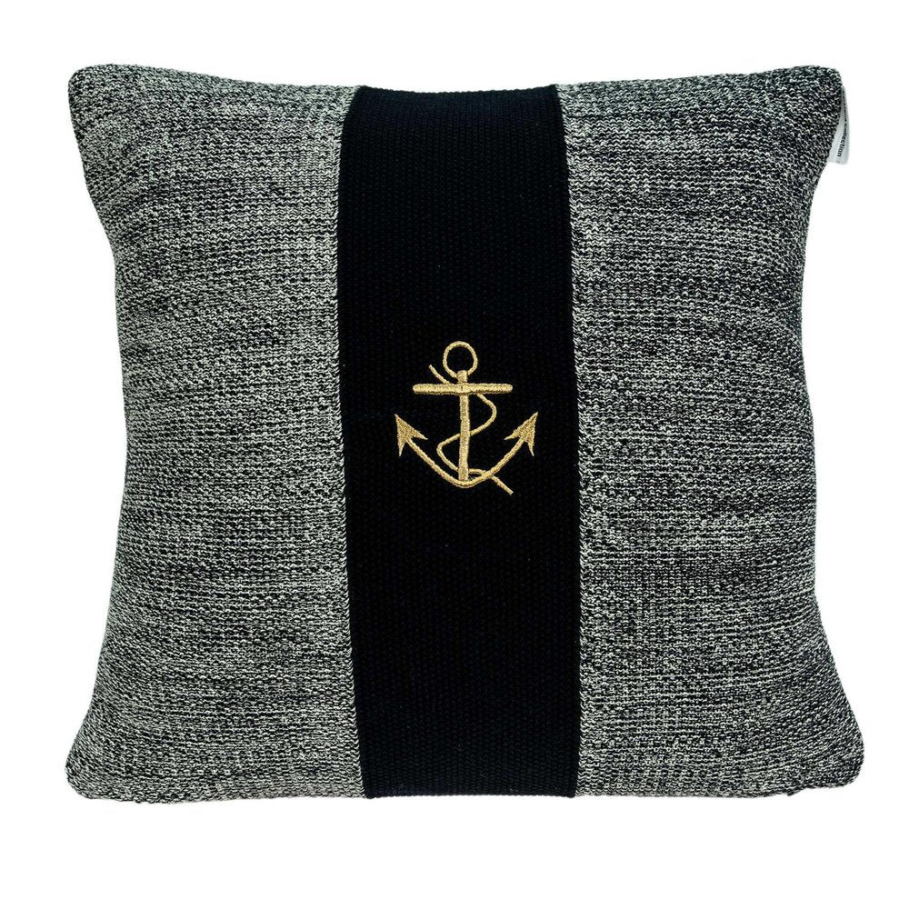 18" Black And Gray No Pattern Cotton Throw Pillow — view 1