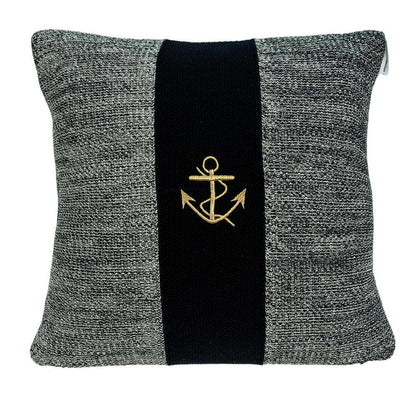 18" Black And Gray No Pattern Cotton Throw Pillow