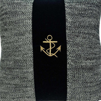 18" Black And Gray No Pattern Cotton Throw Pillow