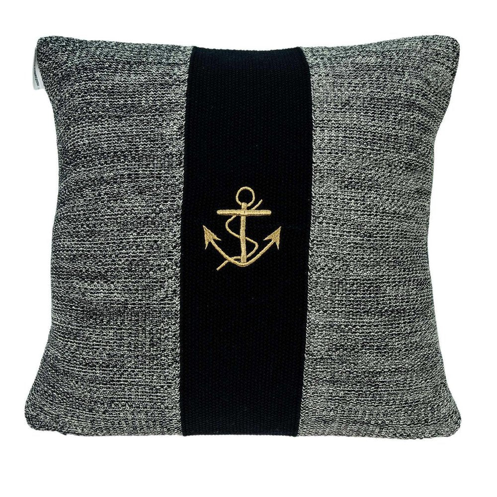 18" Black And Gray No Pattern Cotton Throw Pillow — view 8