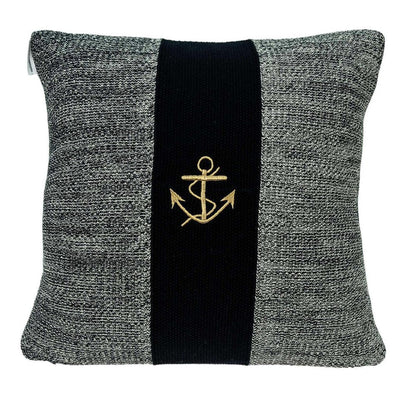 18" Black And Gray No Pattern Cotton Throw Pillow