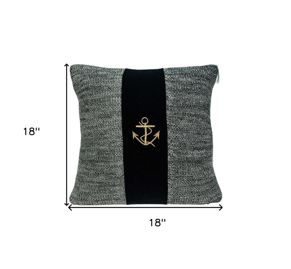 18" Black And Gray No Pattern Cotton Throw Pillow — view 3