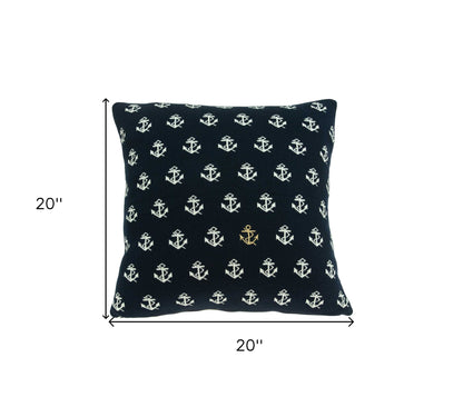 20" X 7" X 20" Nautical Blue Pillow Cover With Poly Insert