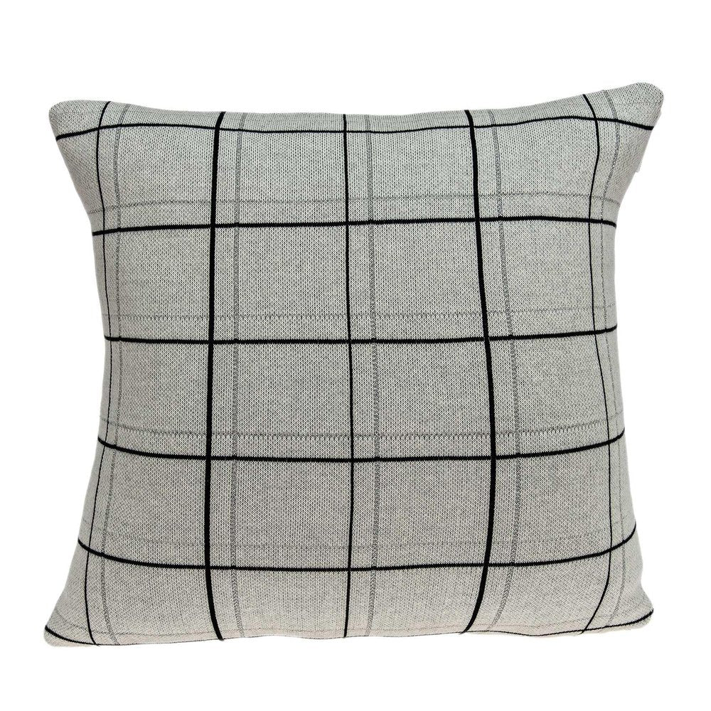 20" Gray Plaid Cotton Throw Pillow — view 1