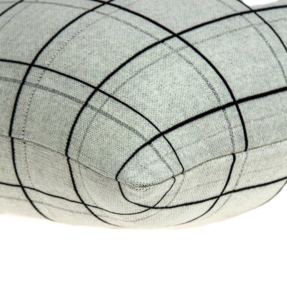 20" Gray Plaid Cotton Throw Pillow
