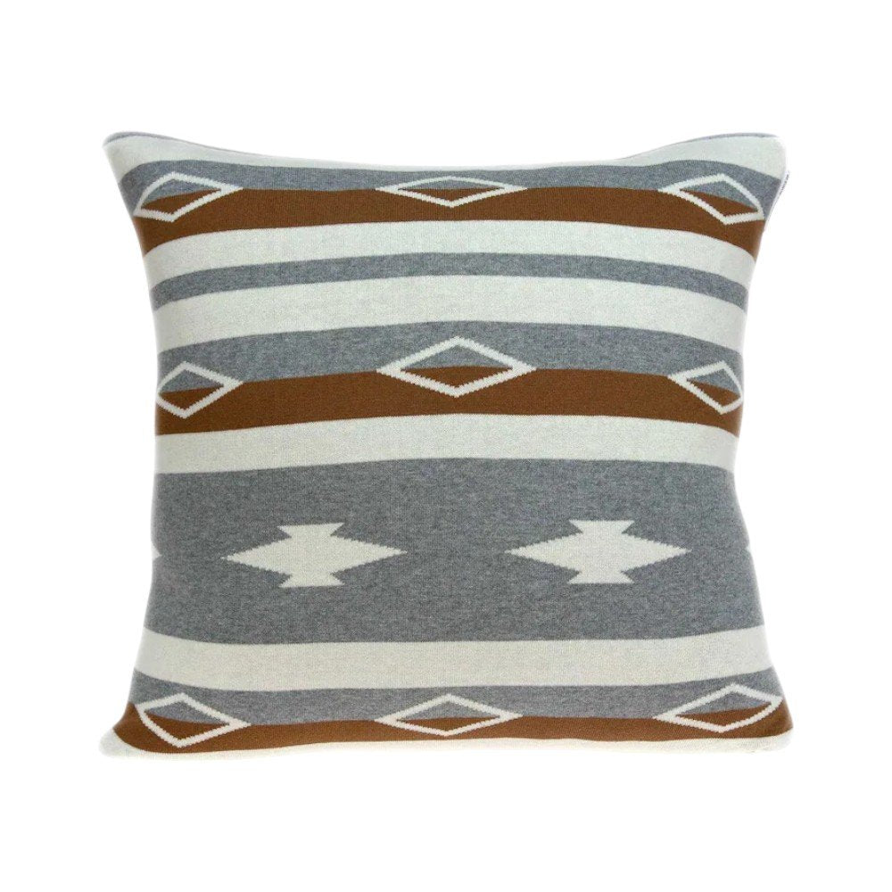 20" Brown Gray And Ivory Southwestern Cotton Throw Pillow — view 4