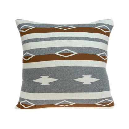 20" Brown Gray And Ivory Southwestern Cotton Throw Pillow