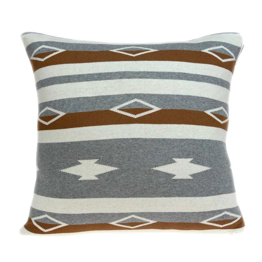 20" Brown Gray And Ivory Southwestern Cotton Throw Pillow — view 3