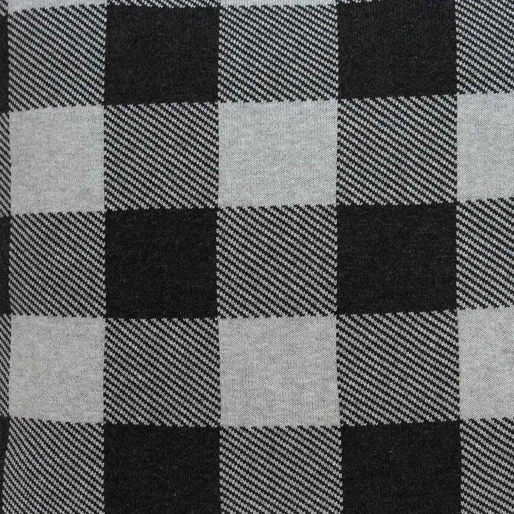 20" Gray Plaid Cotton Throw Pillow