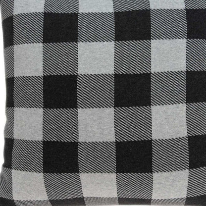 20" Gray Plaid Cotton Throw Pillow