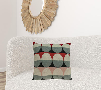 20" X 7" X 20" Transitional Gray And Red Pillow Cover With Poly Insert