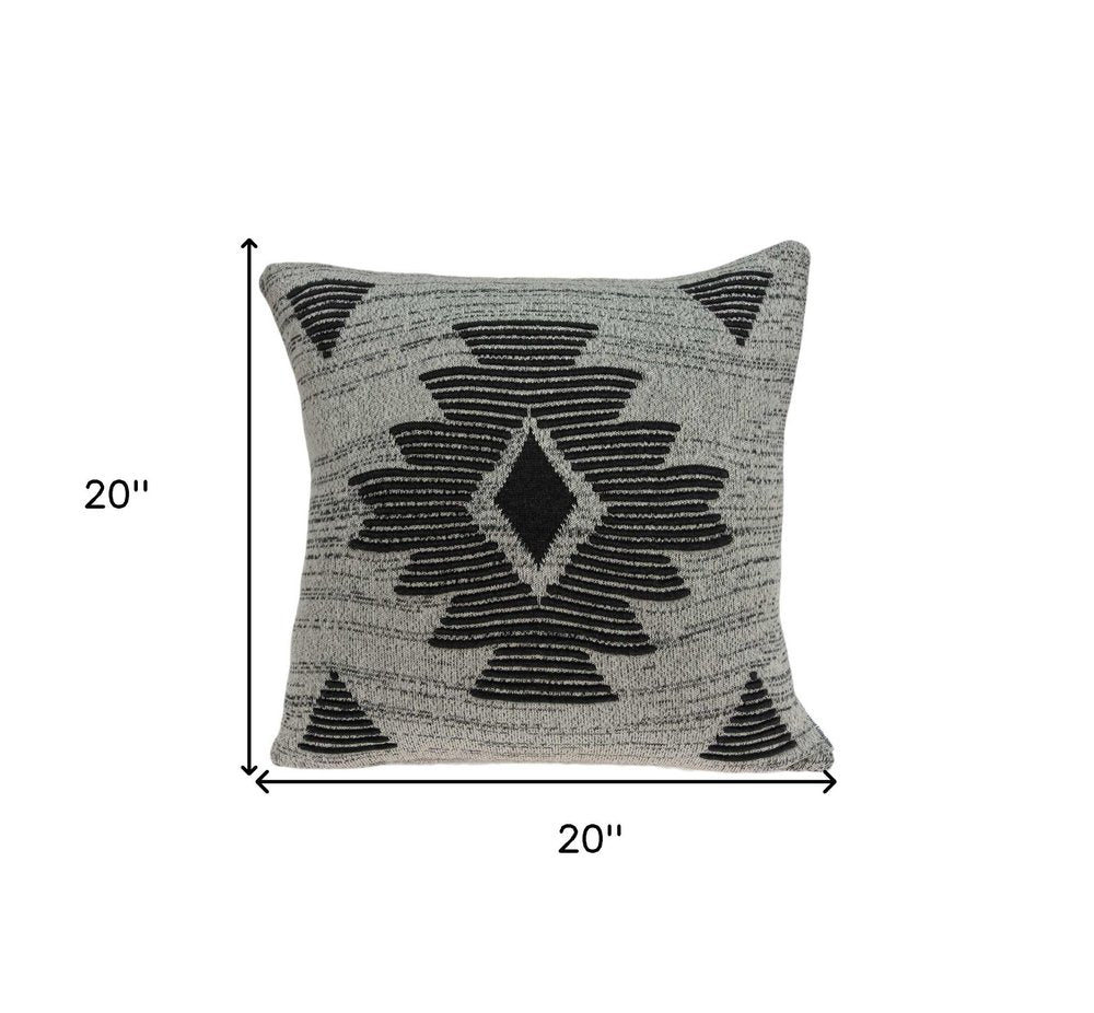 20" X 7" X 20" Southwest Gray Cotton Pillow Cover With Poly Insert — view 6