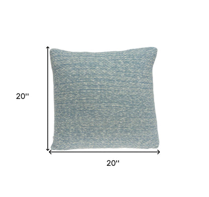 20" Aqua Teal Woven Cotton Blend Throw Pillow