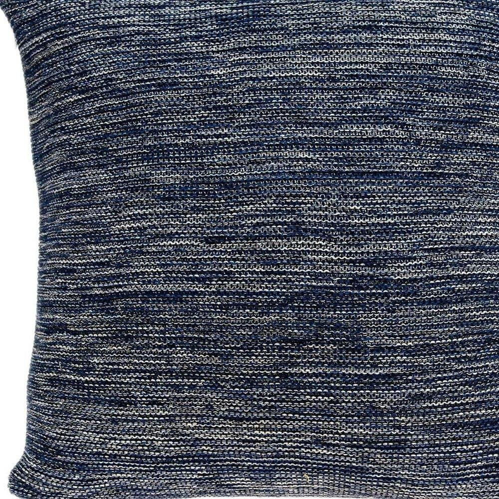 20" Blue Woven Cotton Blend Throw Pillow — view 4