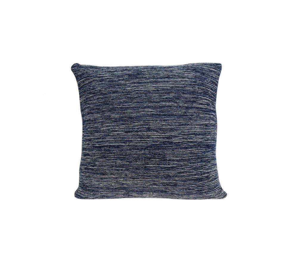 20" Blue Woven Cotton Blend Throw Pillow — view 5