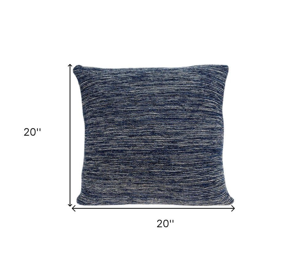 20" Blue Woven Cotton Blend Throw Pillow — view 1
