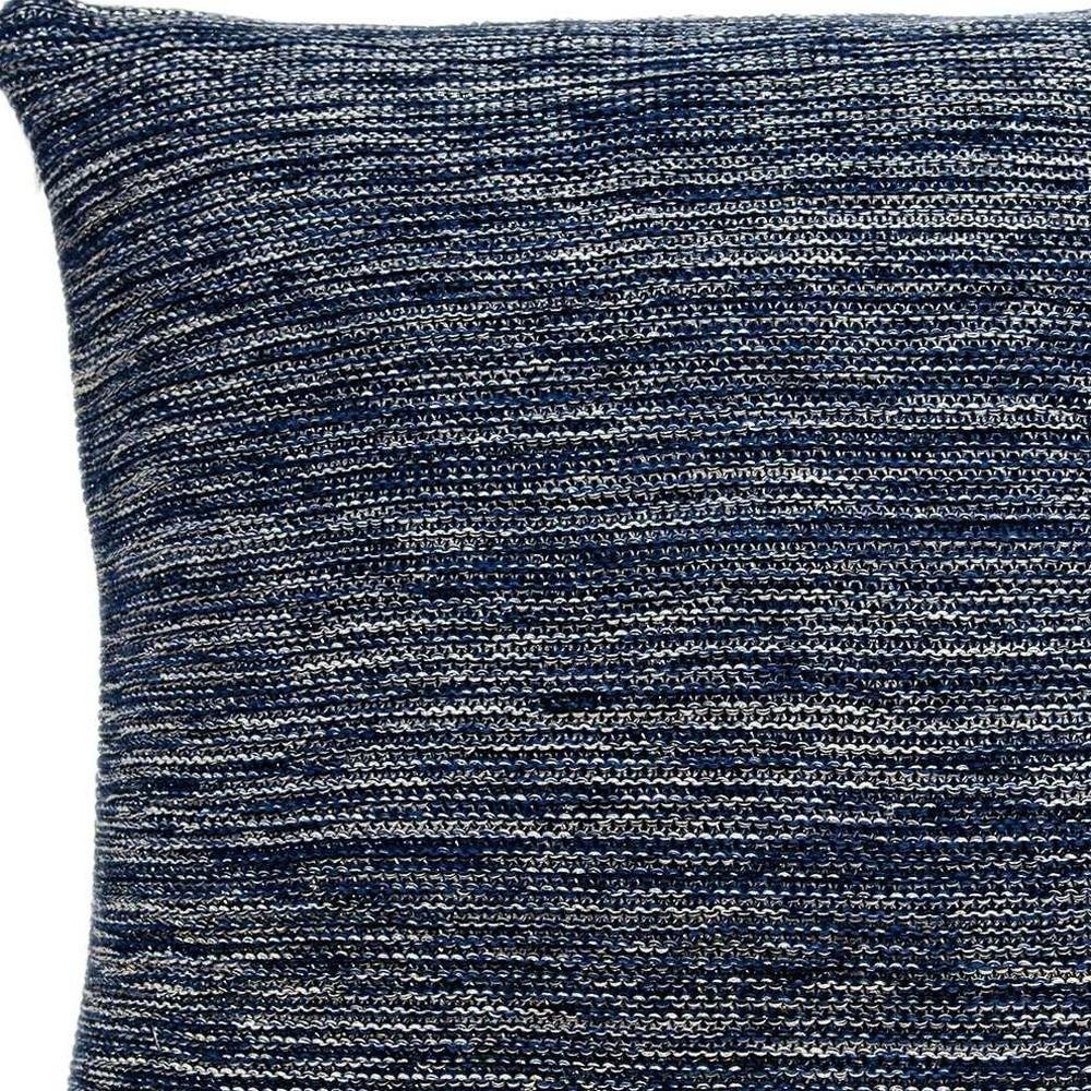 20" Blue Woven Cotton Blend Throw Pillow — view 2