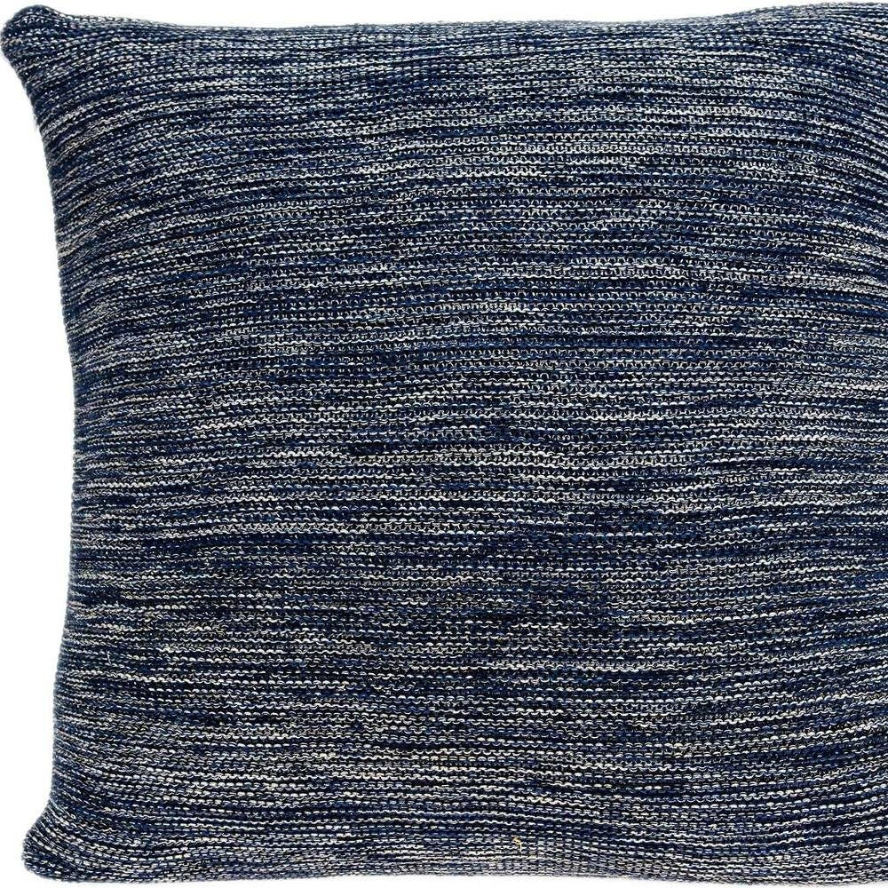 20" Blue Woven Cotton Blend Throw Pillow — view 3