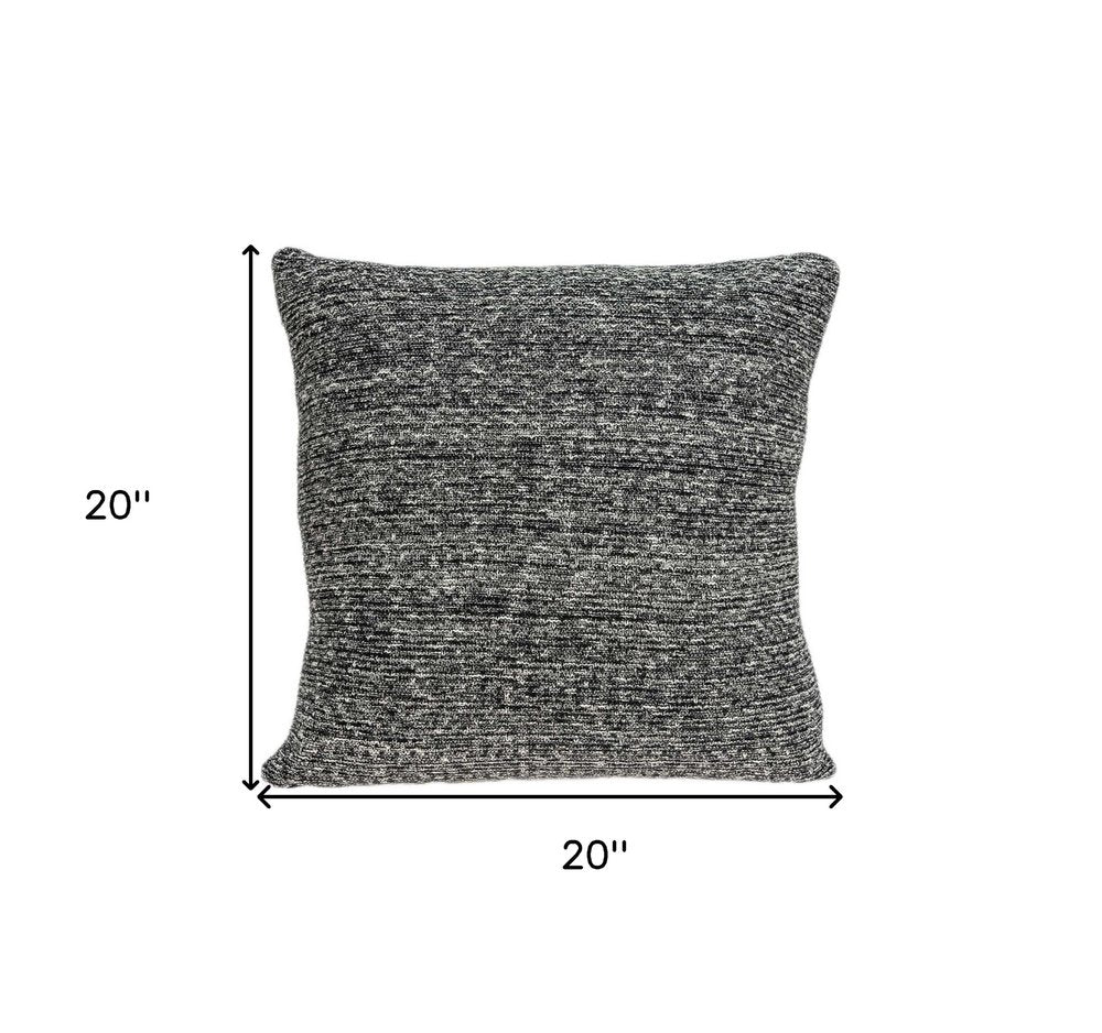 20" Charcoal Woven Cotton Blend Throw Pillow — view 5