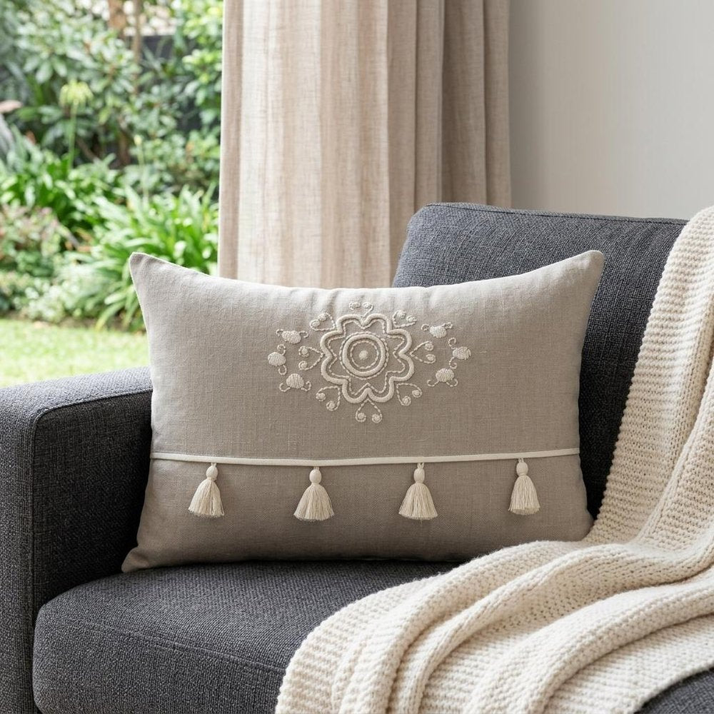 20" X 6" X 14" Transitional Beige Pillow Cover With Poly Insert — view 6