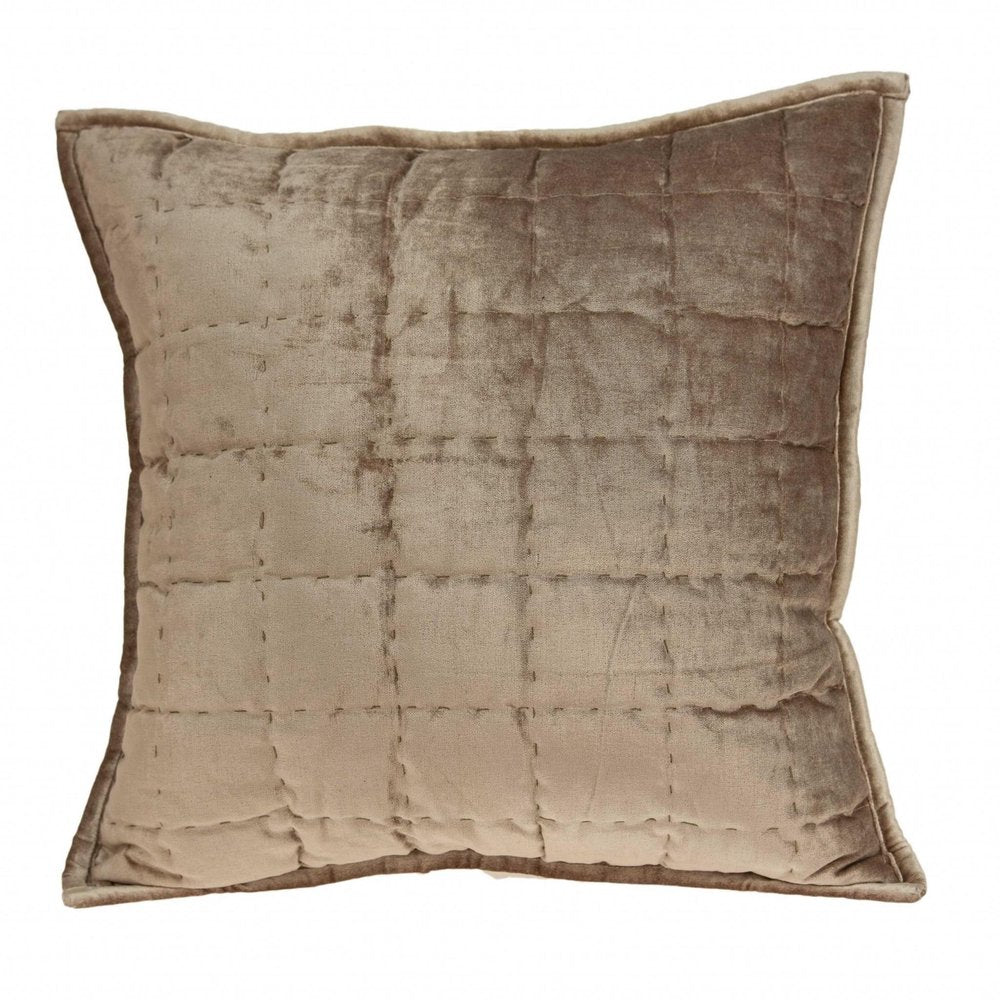 20" X 7" X 20" Transitional Taupe Solid Quilted Pillow Cover With Poly Insert — view 1