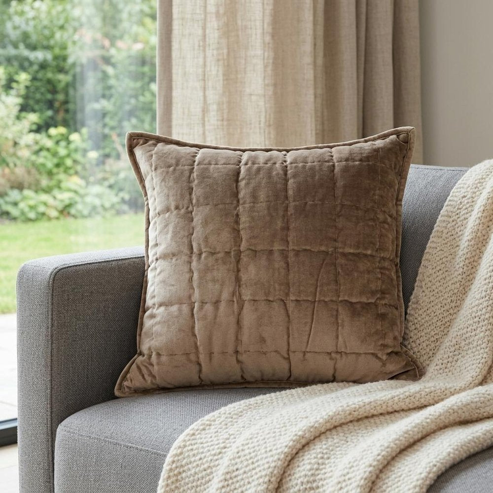20" X 7" X 20" Transitional Taupe Solid Quilted Pillow Cover With Poly Insert — view 8