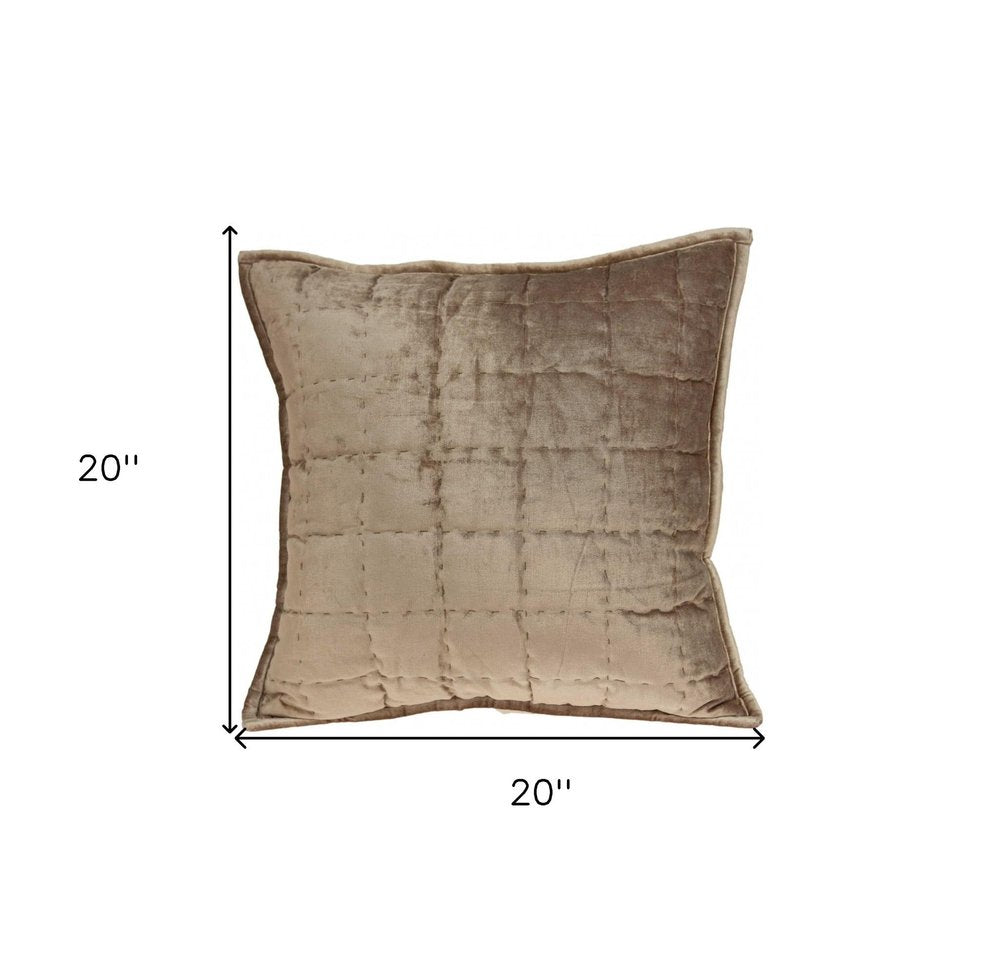 20" X 7" X 20" Transitional Taupe Solid Quilted Pillow Cover With Poly Insert — view 5