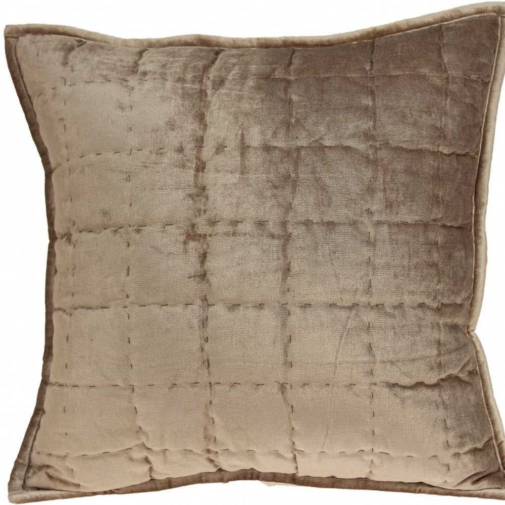 20" X 7" X 20" Transitional Taupe Solid Quilted Pillow Cover With Poly Insert — view 7