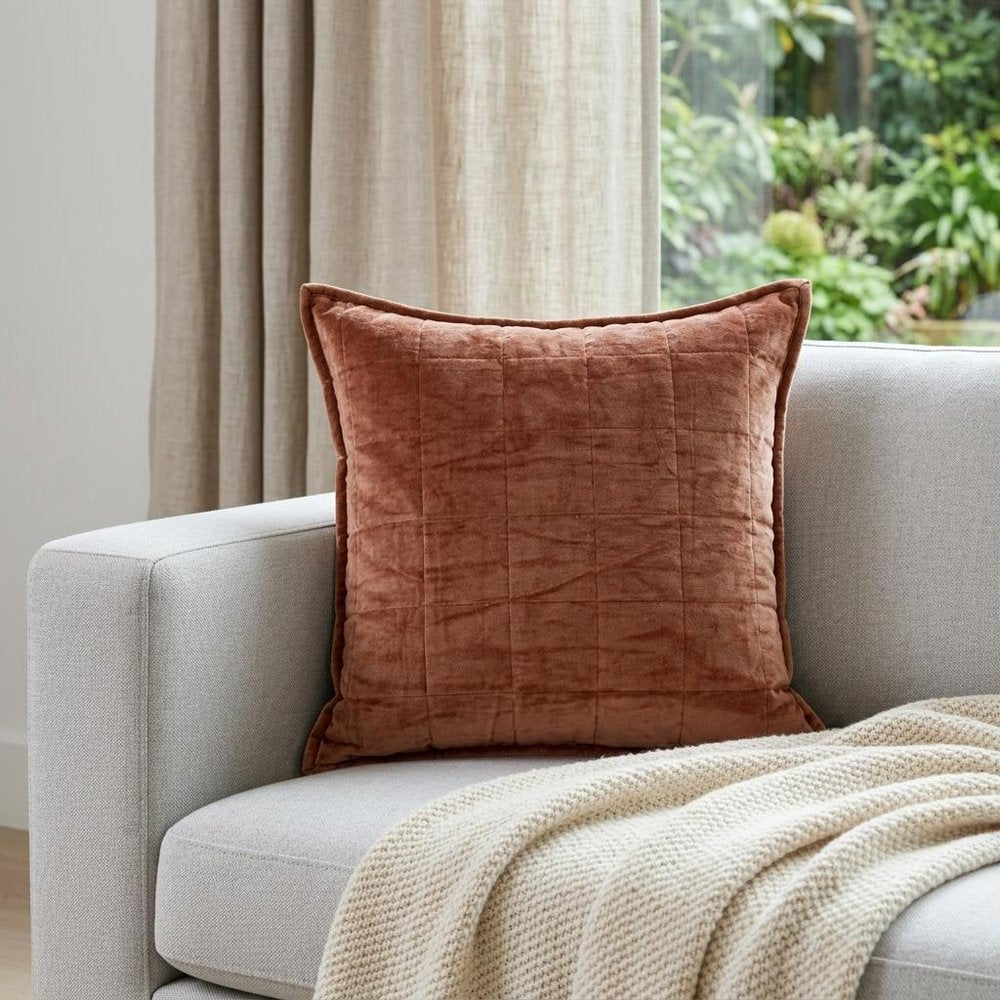 20" X 7" X 20" Transitional Orange Solid Quilted Pillow Cover With Poly Insert — view 9