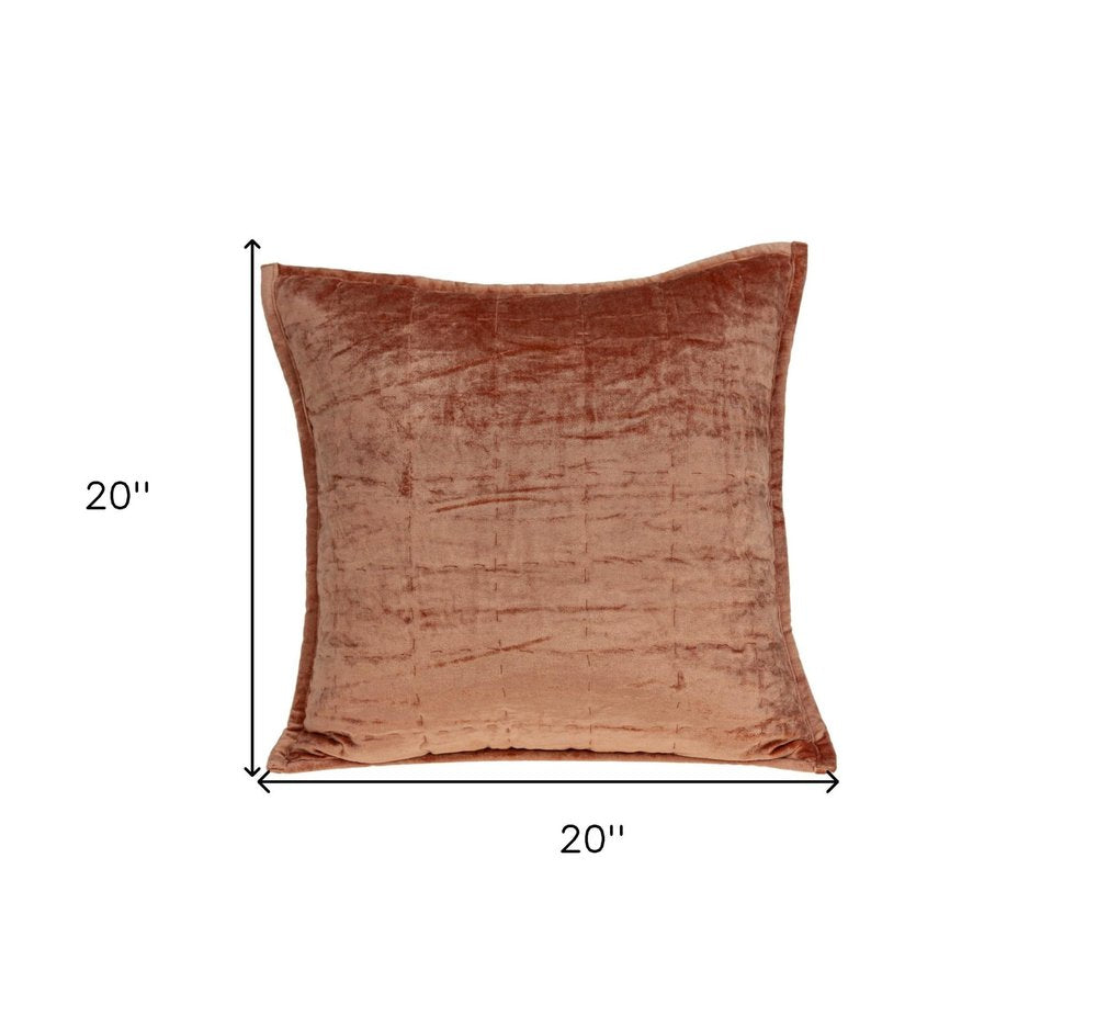 20" X 7" X 20" Transitional Orange Solid Quilted Pillow Cover With Poly Insert — view 6